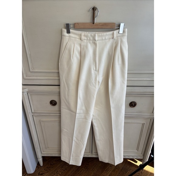 Neiman Marcus Wool Ivory Trouser Pants Wide Leg High Waisted Vintage Sz 10 Work - Picture 1 of 9